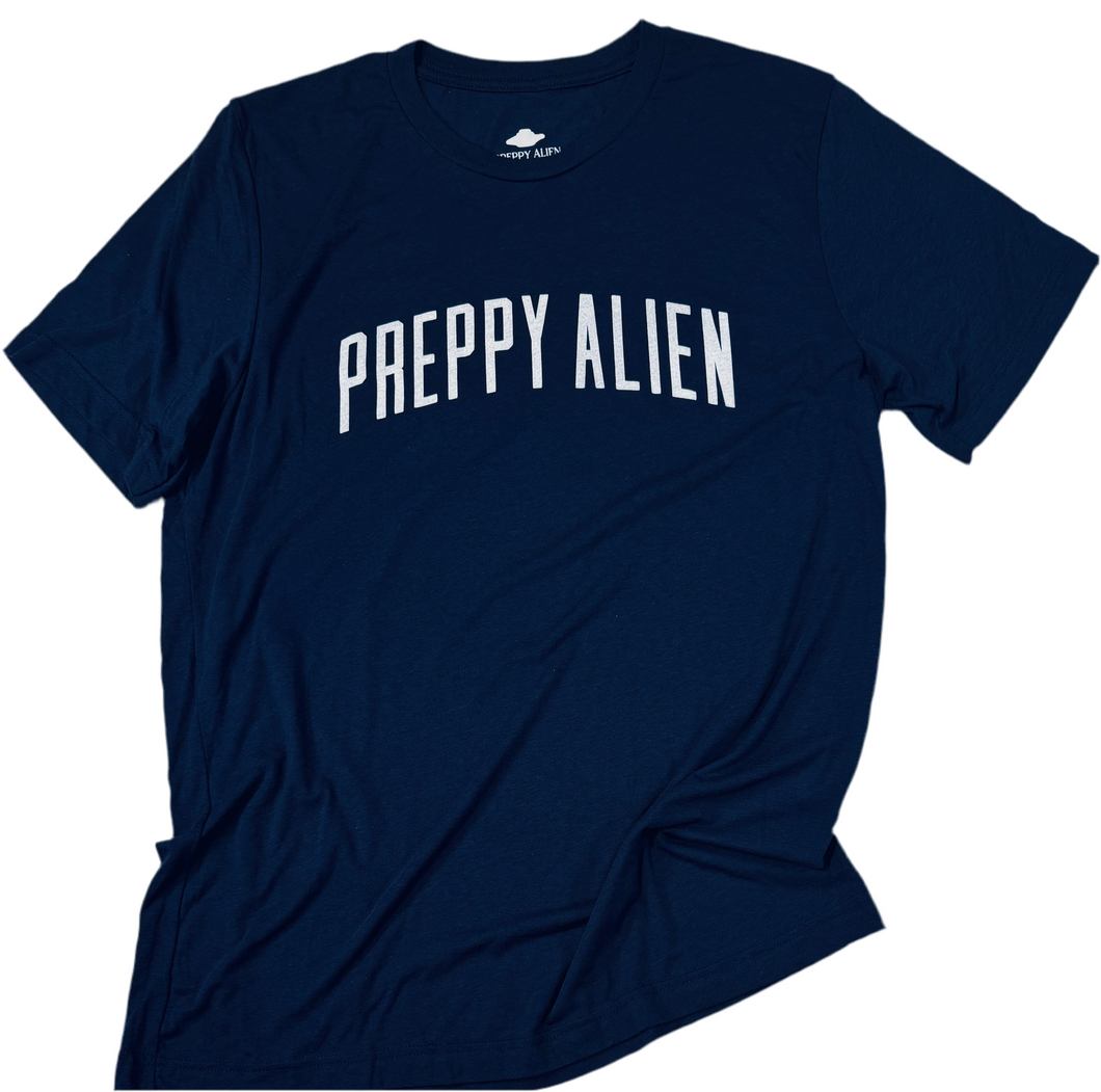 NAVY PREPPY ALIEN TEE with white