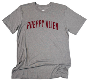 LIGHT GREY PREPPY ALIEN TEE with dark red