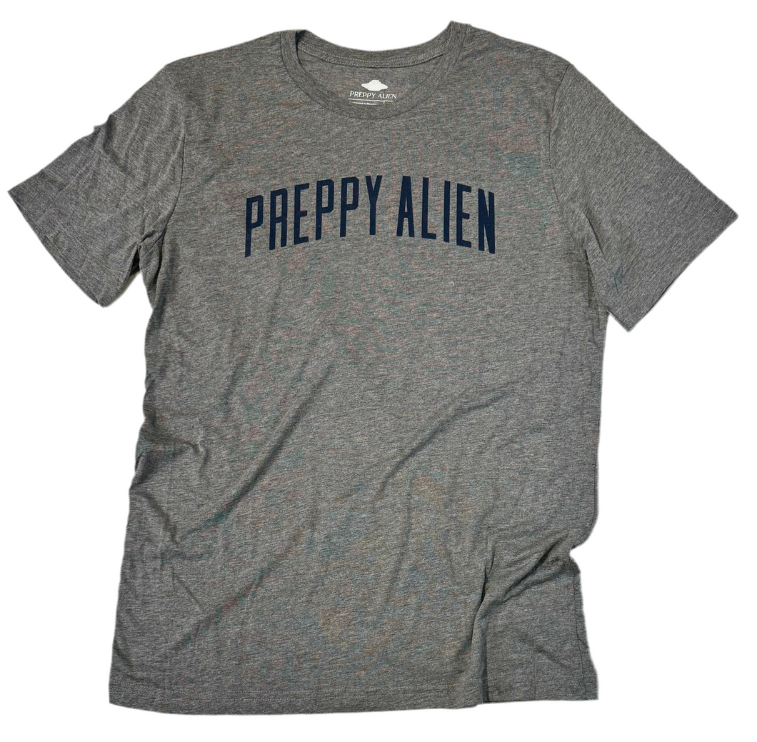 GREY PREPPY ALIEN TEE with navy