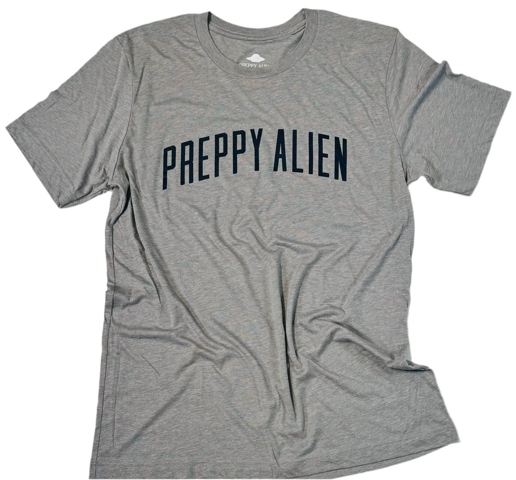 LIGHT GREY PREPPY ALIEN TEE with navy